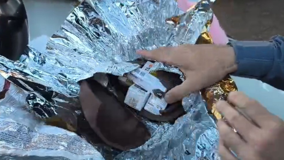 Mulher é presa com medicamentos para emagrecer escondidos em urso de pelúcia, ovo de Páscoa e travesseiro em Mirandópolis (SP) — Foto: Divulgação / Polícia Rodoviária