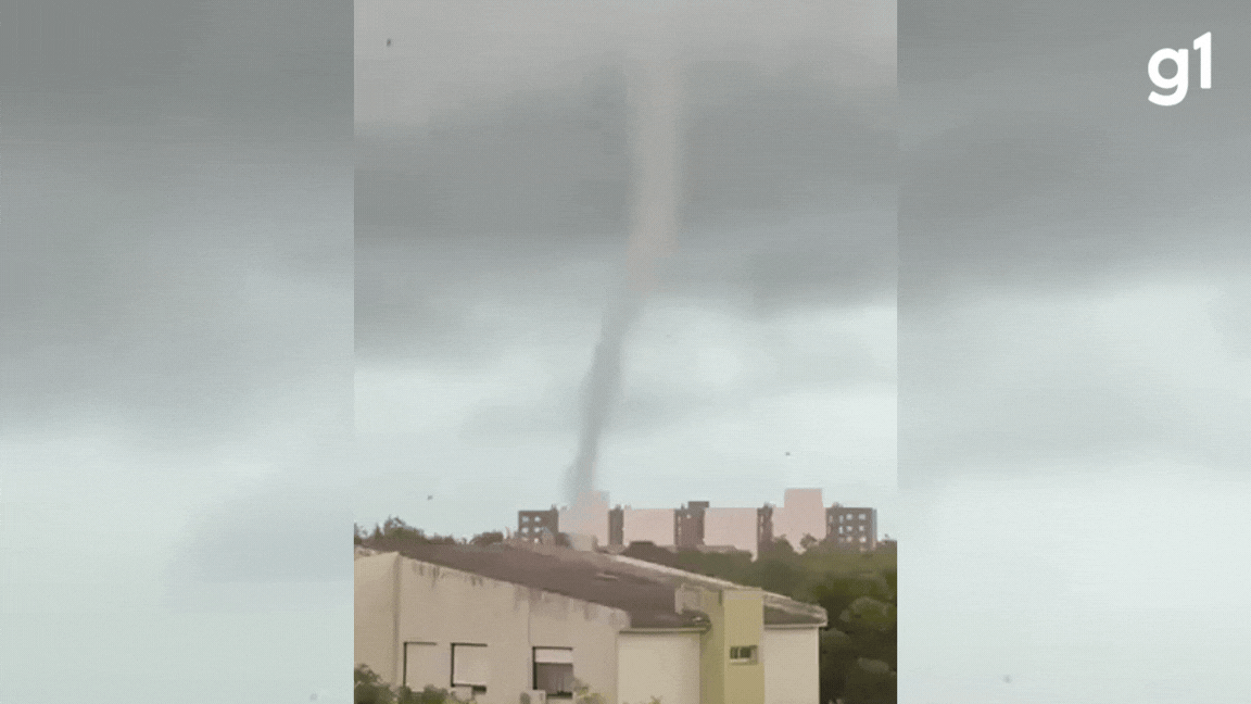 VÍDEO: Passagem de nuvem funil é registrada durante tempestade em Pelotas