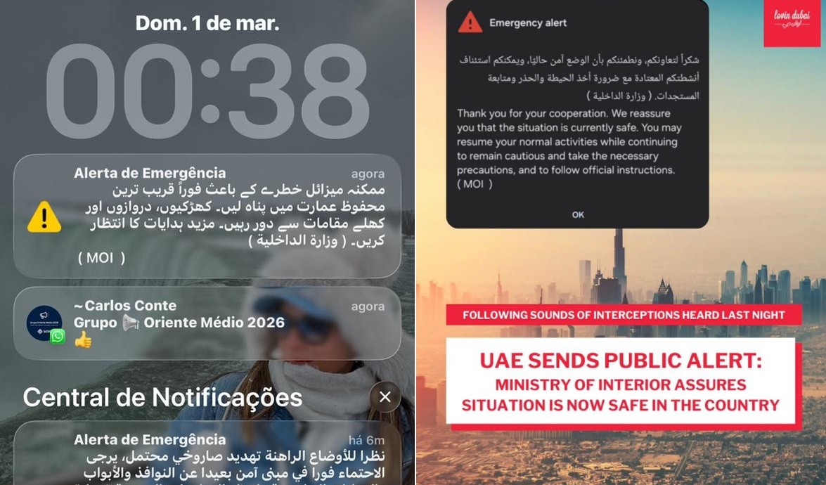Brasileira relata tensão após alerta de mísseis e cancelamento de cruzeiro em Dubai: ‘Deu medo’