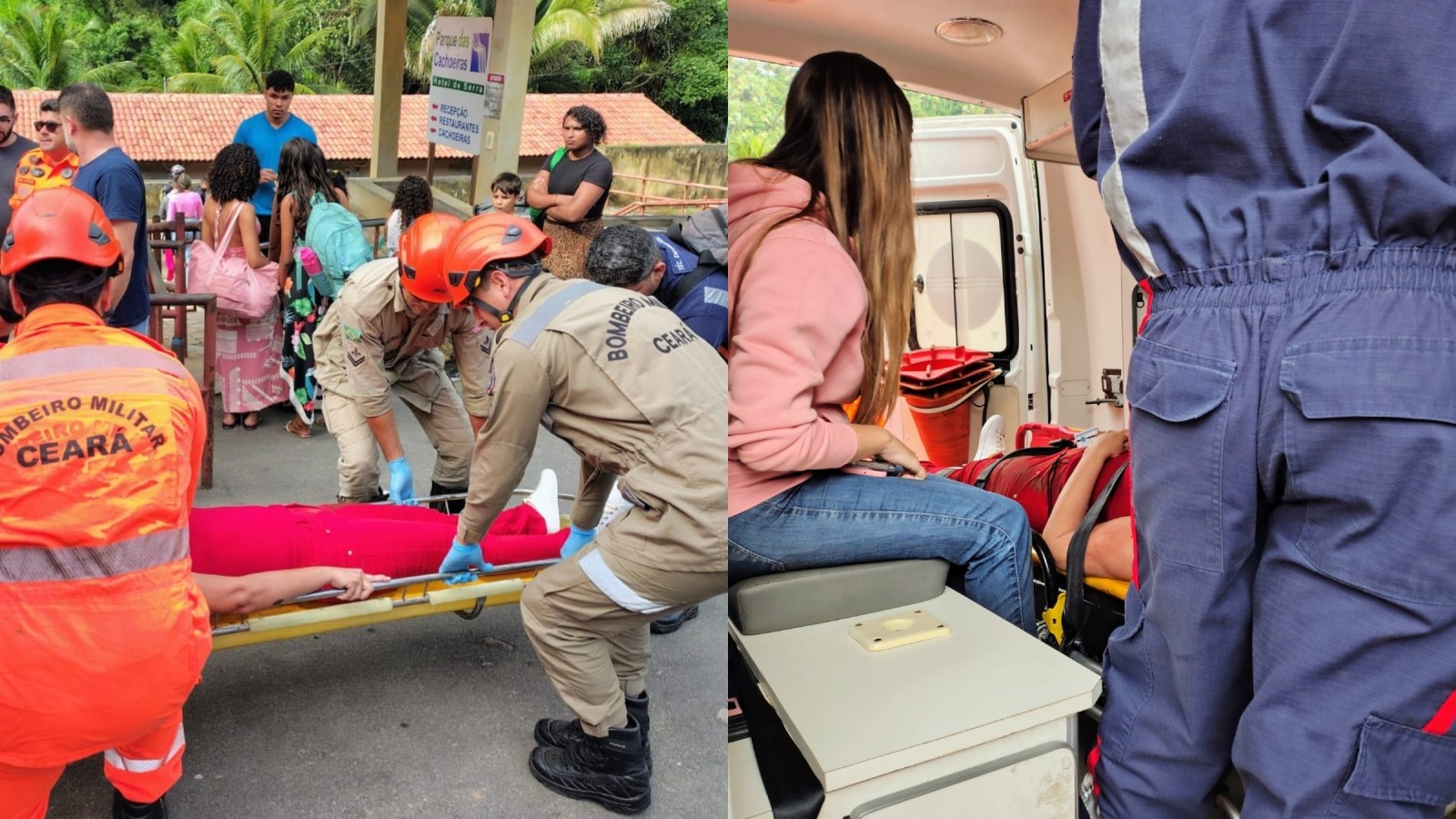 Mulher é resgatada após cair de cachoeira de quatro metros de altura