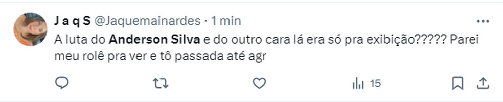 Comentário sobre luta de Anderson Silva — Foto: Reprodução/Twitter