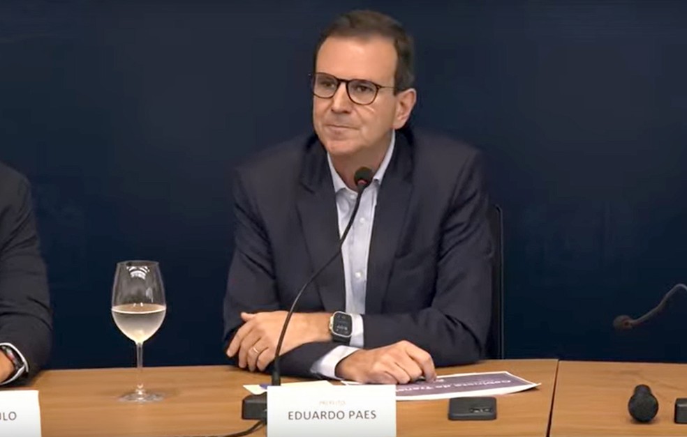 Eduardo Paes no anúncio do gabinete de transição da Prefeitura do Rio — Foto: Reprodução/ TV Globo