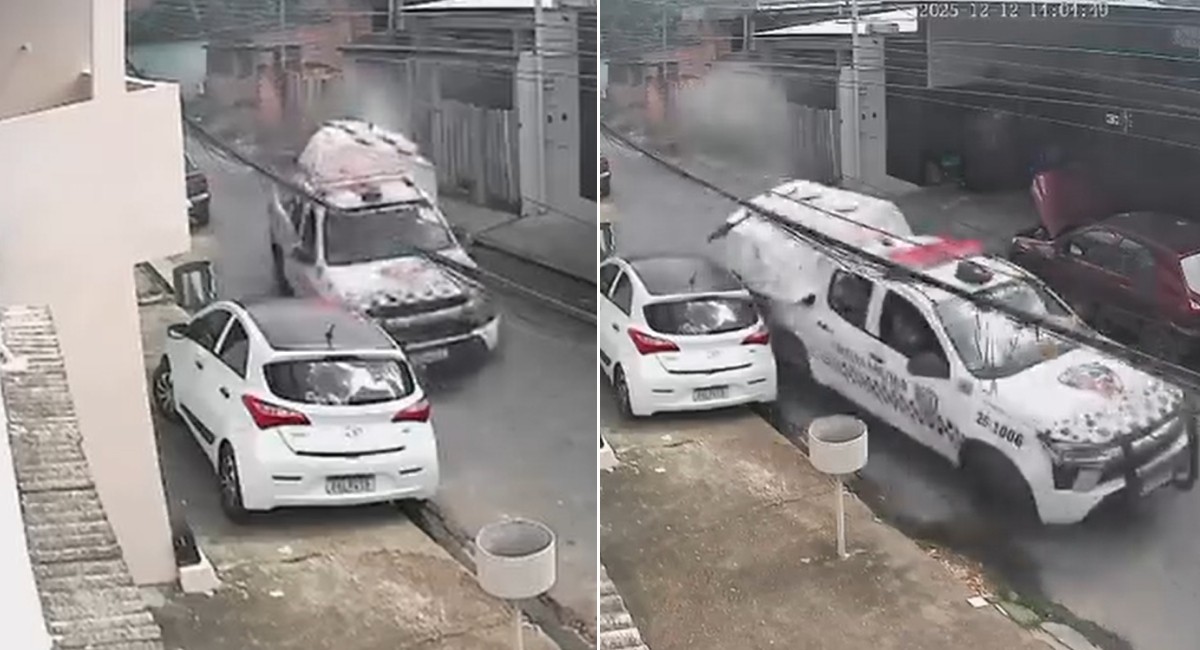 Viatura da PM perde controle e atinge carros durante perseguição em Manaus