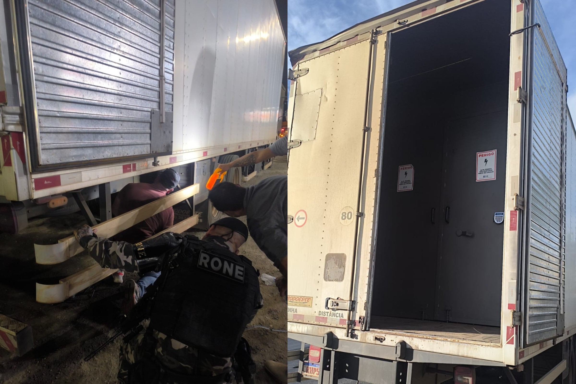 Após motorista se recusar a abrir compartimento, PM entra pelo assoalho de caminhão e encontra cofre com carga milionária de cigarros eletrônicos no PR