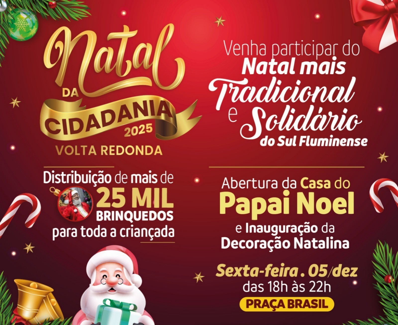 Volta Redonda vai sediar mais uma edição do 'Natal da Cidadania' na sexta-feira
