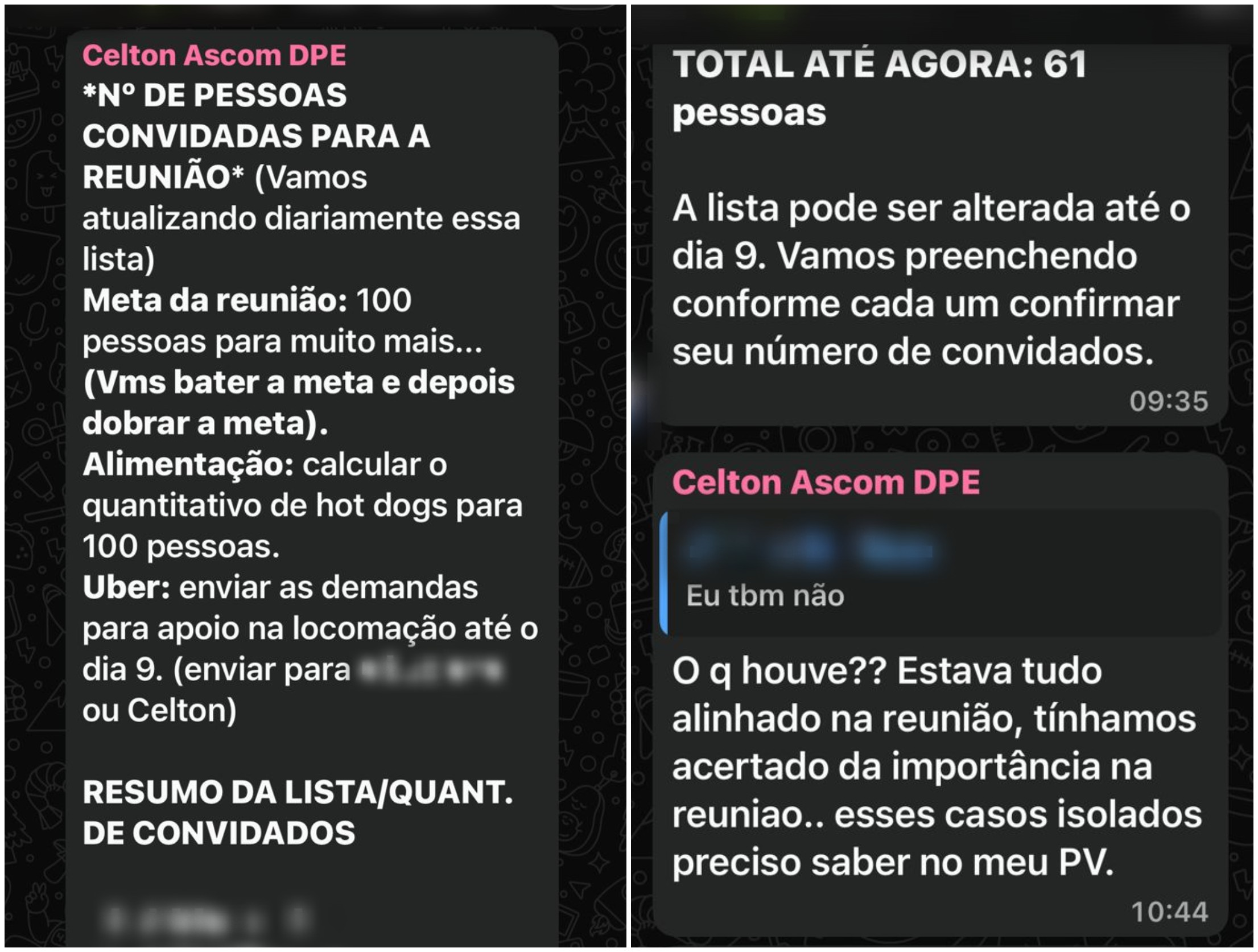 Coordenador da DPE-RR cobrava 'meta de convidados' a servidores para reuniões políticas; veja prints