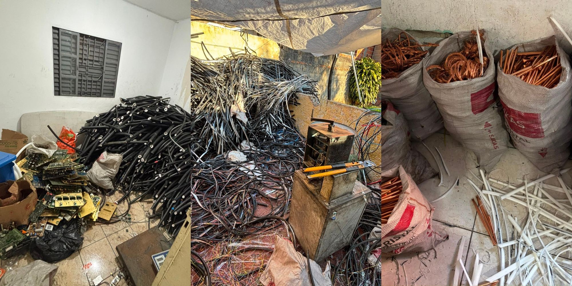 Dois prestadores de serviço da Enel e outras 8 pessoas são presos com 4 toneladas de fios de cobre em Ferraz