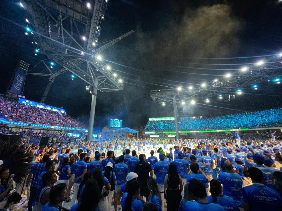Boi Caprichoso realiza últimos ajustes em ensaio para o Festival de Parintins 2026 — Foto: Lucas Macedo/g1 AM