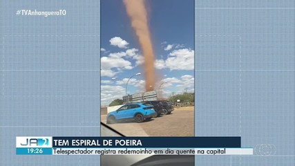 Vídeo mostra espiral de poeira formada durante ventania em dia de calor intenso