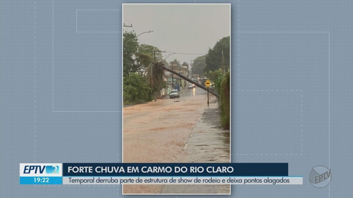 Forte chuva com ventos derruba árvores e danifica estrutura de festa em ...