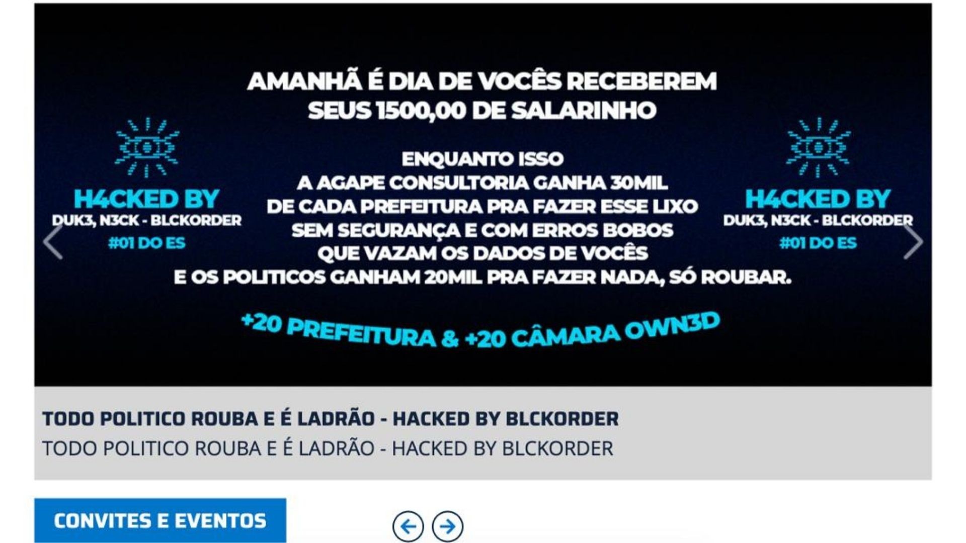 Hacker invade site da Câmara de Vitória e cita Lula, Bolsonaro e Xi Jinping