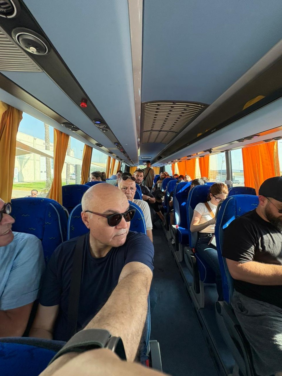 Secretário de Natal Vagner Araújo deixou Israel de ônibus nesta segunda (16) — Foto: Arquivo pessoal