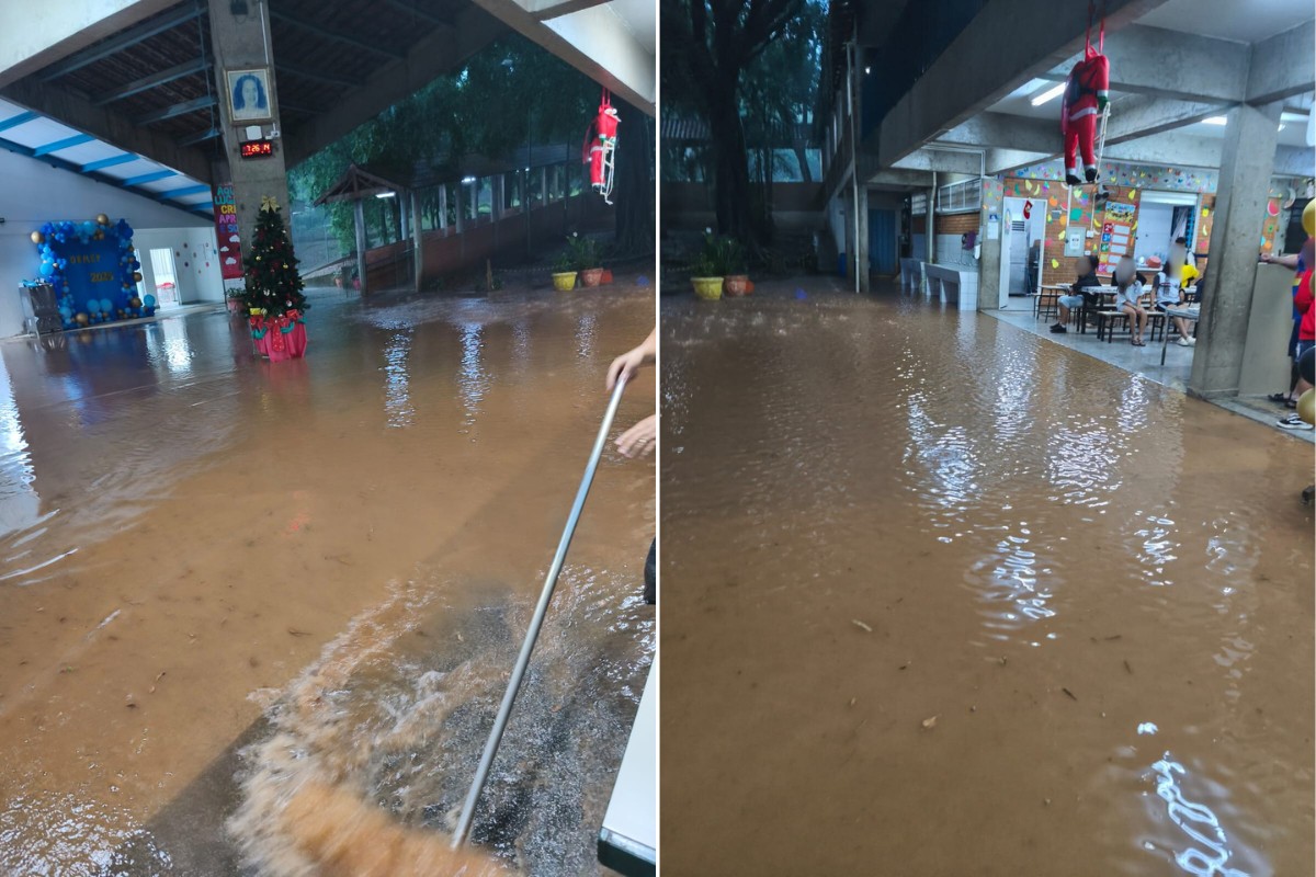 Escola municipal fica alagada após forte chuva em Presidente Prudente; outros pontos da cidade registraram transtornos