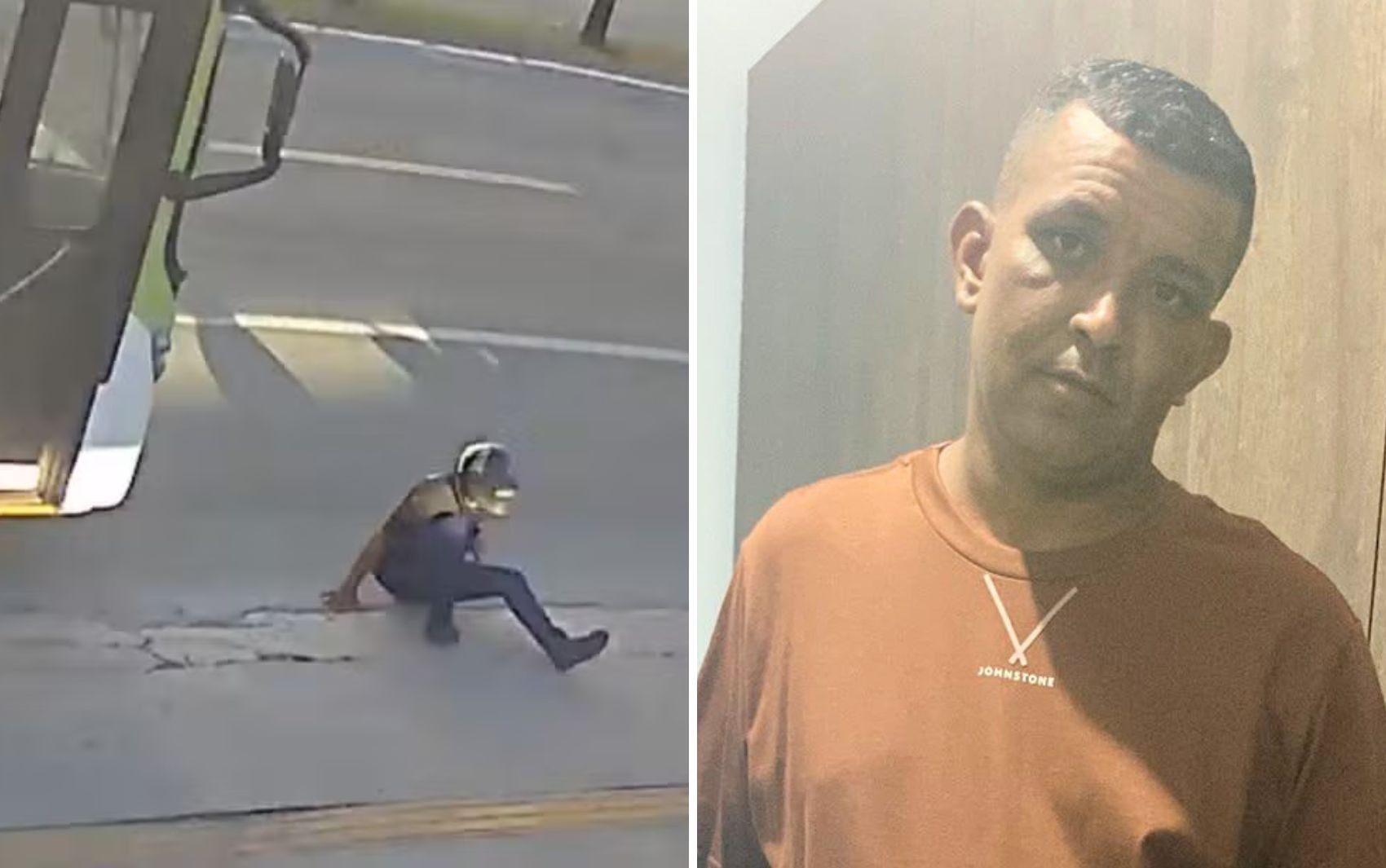 Passageiro morre após se desequilibrar ao descer de moto, cair e ser atropelado por ônibus; vídeo