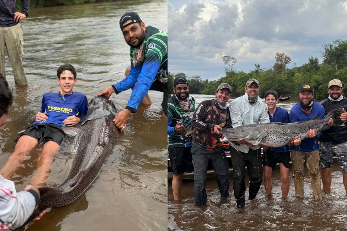 História de pescador? Adolescente fisga peixe maior que o próprio tamanho durante pescaria em MS