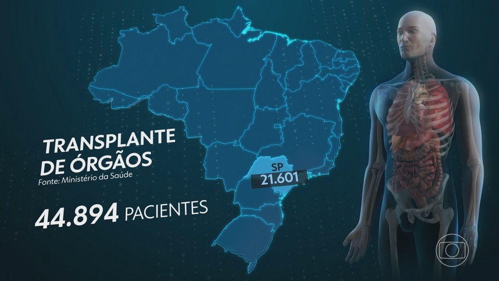 Quase 45 mil pessoas aguardam por um transplante de órgão no Brasil — Foto: Reprodução/TV Globo