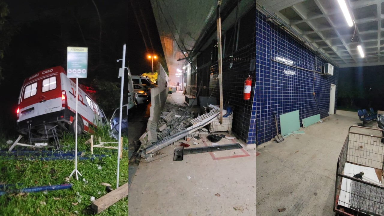 Acompanhante de paciente rouba ambulância e bate veículo no Cabo