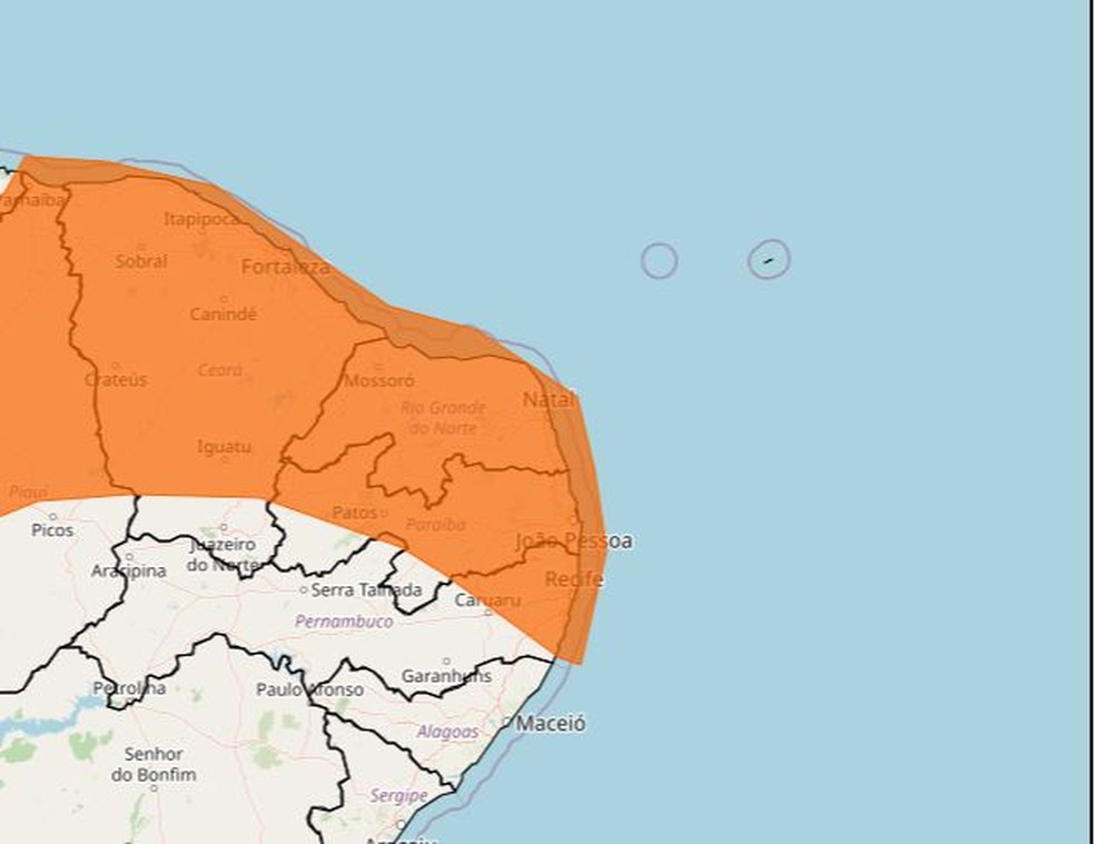 Alerta do Inmet de chuvas intensas para todo o RN — Foto: Divulgação/Inmet