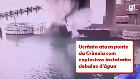 Após ataque de drones, Ucrânia ataca ponte da Crimeia com explosivos instalados debaixo d'água; VÍDEO