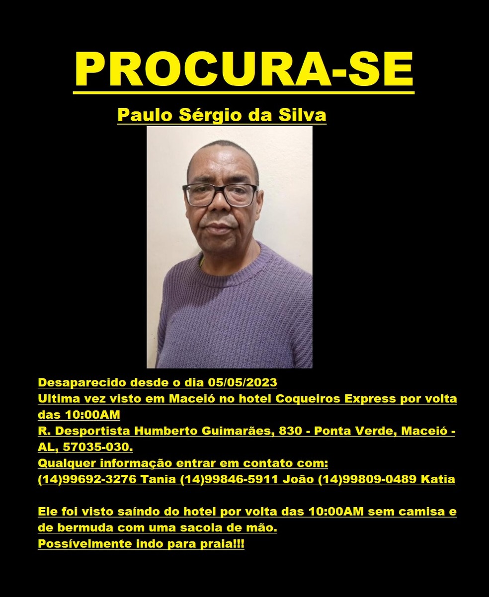 Família de SP procura parente que desapareceu em Maceió — Foto: Arquivo pessoal