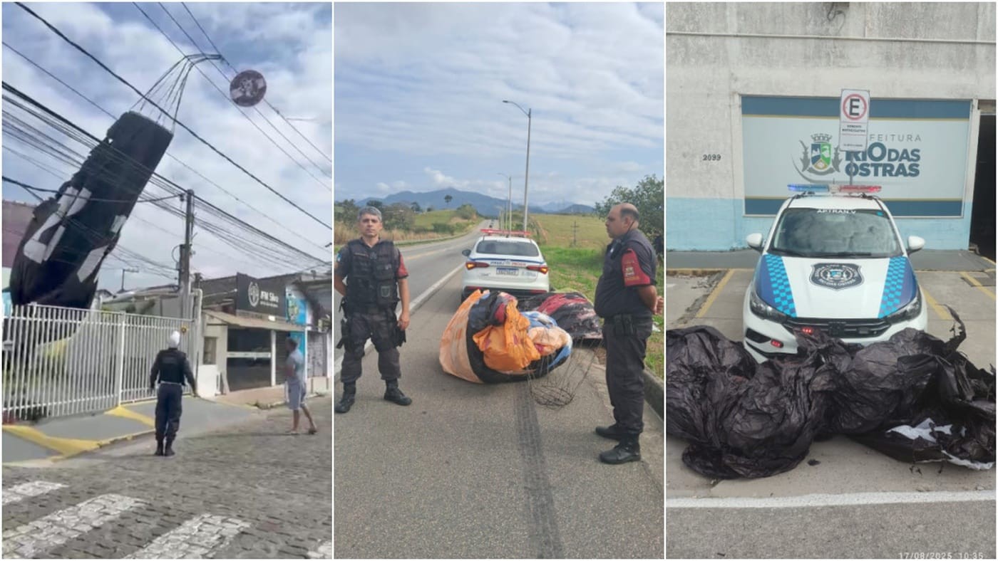 Dois balões, um deles com 10 metros, são apreendidos em menos de 24h em Rio das Ostras