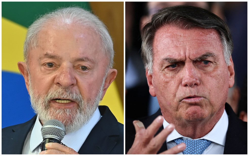 Lula durante reunião para anúncio de projeto da isenção do IR em 18/03/2025; Bolsonaro após julgamento no STF que o tornou réu, em 26/03/2025 — Foto: Ton Molina/FotoArena/Estadão Conteúdo; Reuters/Adriano Machado