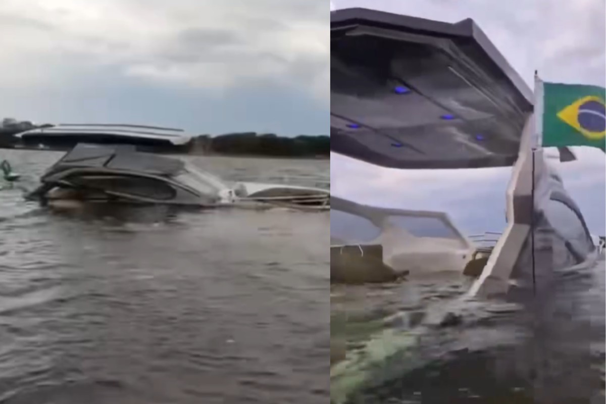 Lancha afunda após bater casco em tronco de árvore no Rio Paraná em Paulicéia