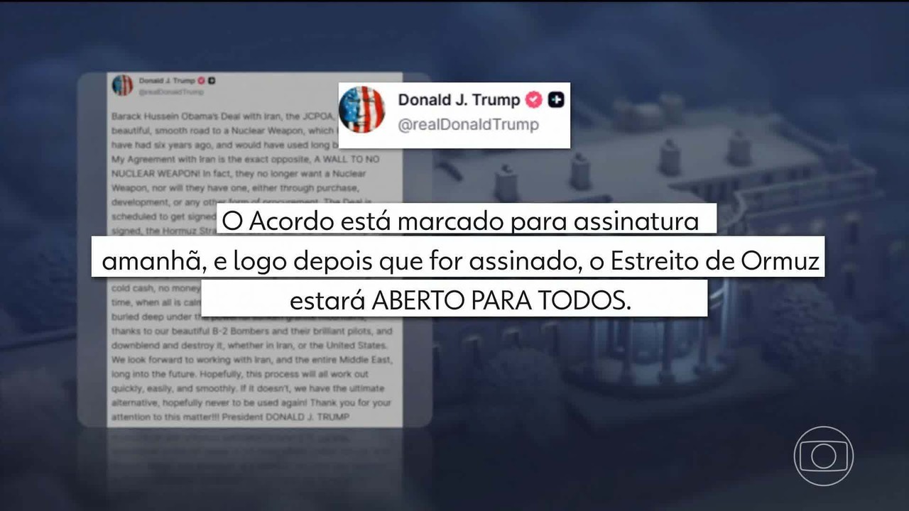 Trump afirma que acordo de paz será assinado neste domingo, mas Irã nega prazo
