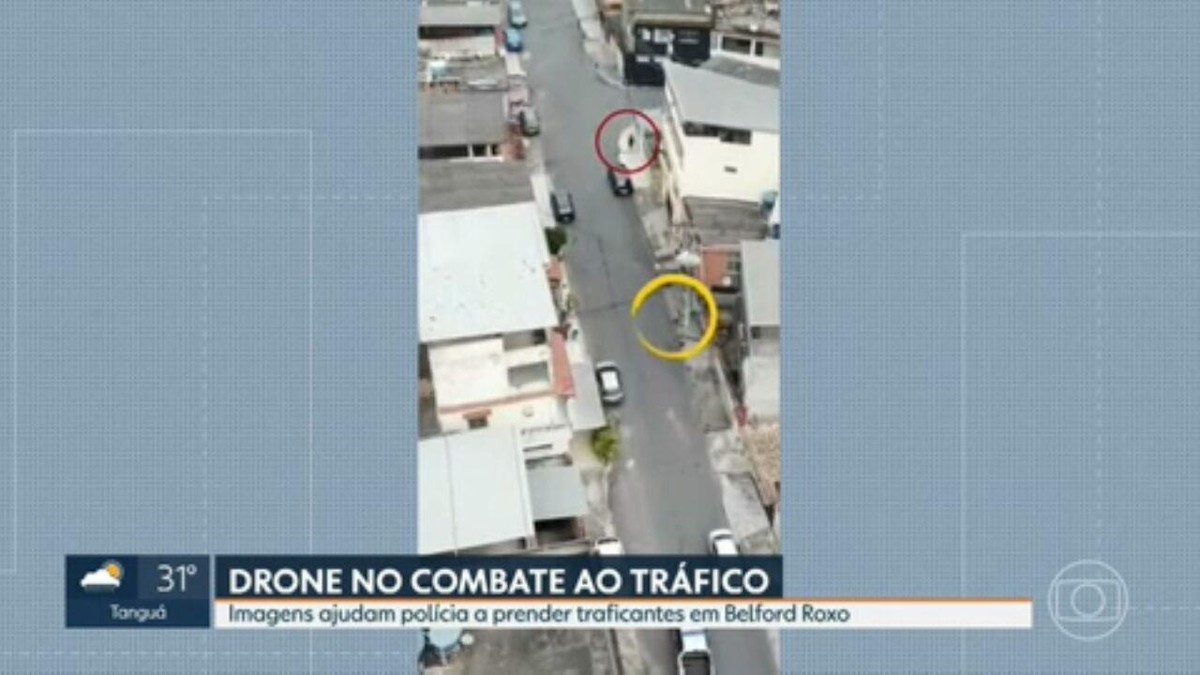 Imagens de drone ajudam polícia a prender dois traficantes em Belford