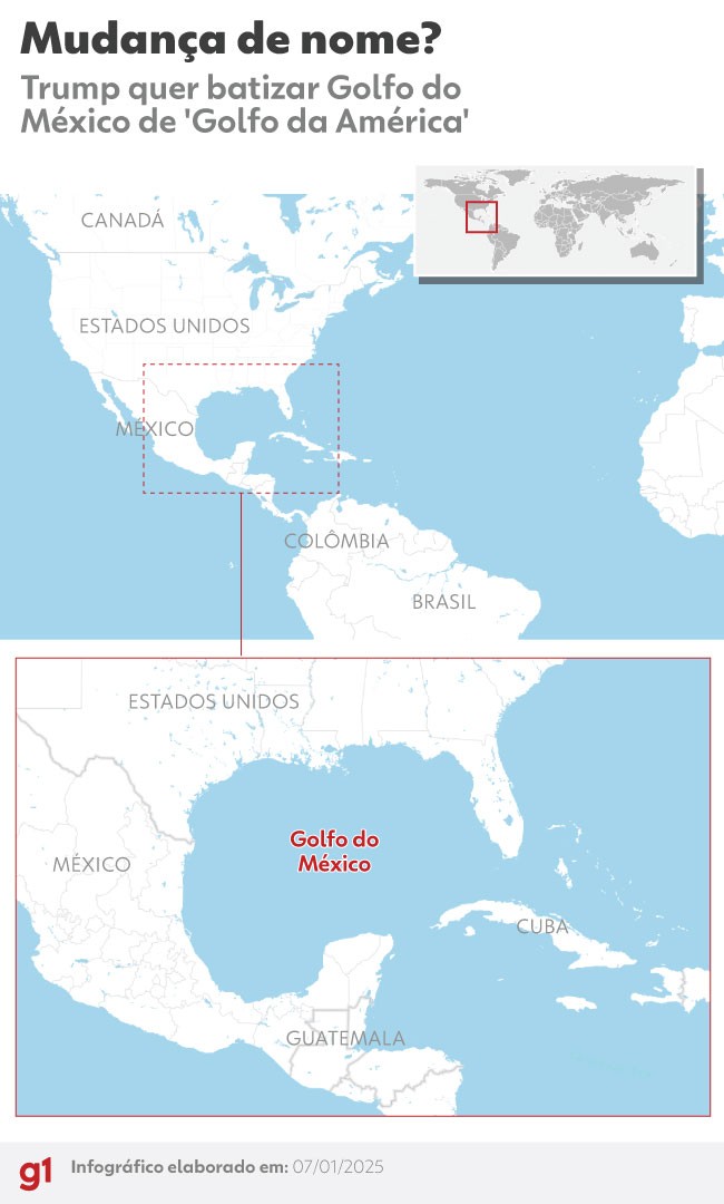 Google diz que vai alterar nome do Golfo do México para 'Golfo da América' nos EUA assim que mudança se tornar oficial