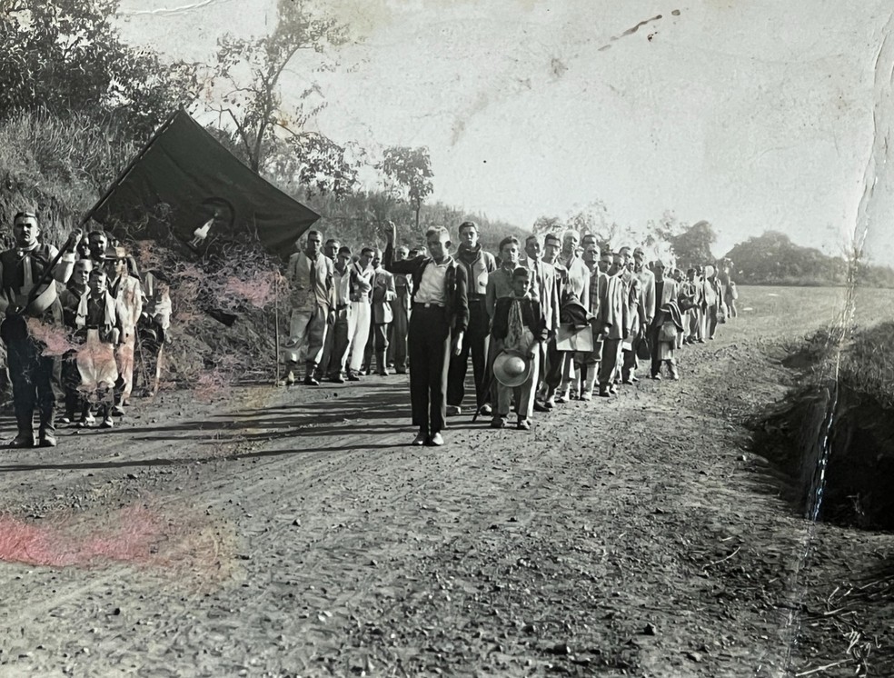 Romeiros de Jundiaí (SP) em 1958 — Foto: Arquivo/Romaria