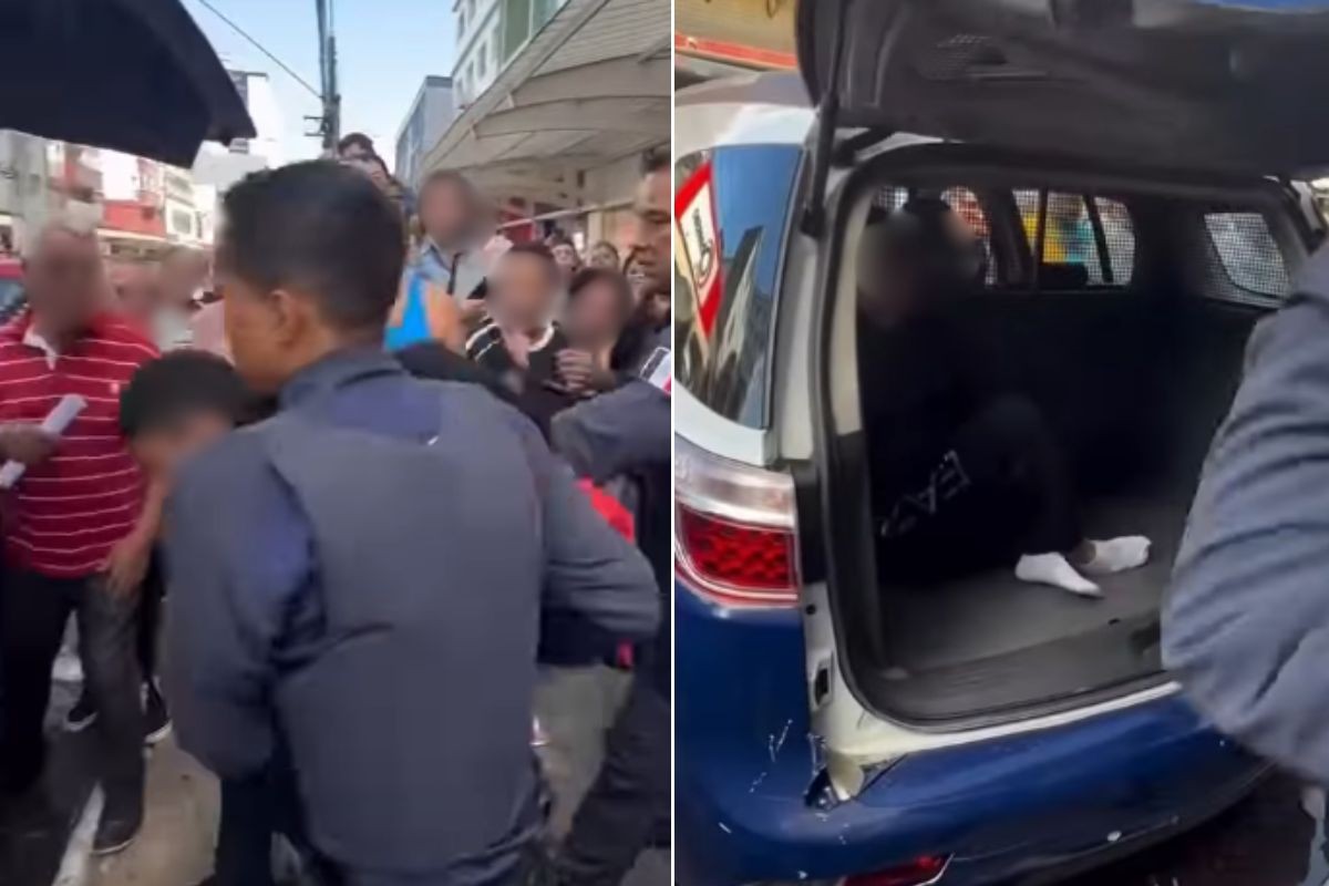 Homem dá soco no rosto da ex e é agredido por multidão; VÍDEO