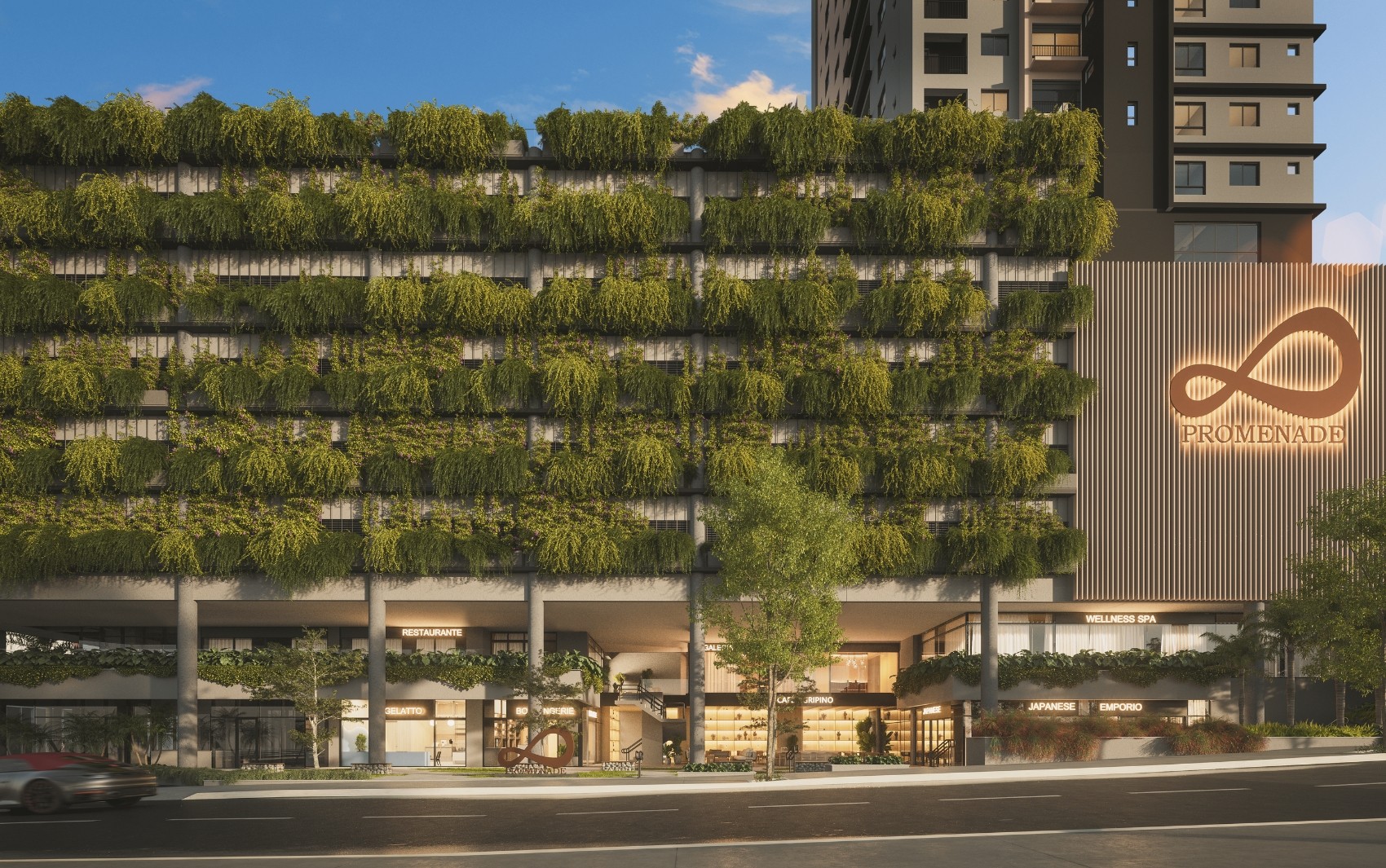 Jardim vertical com mais de 20 metros de altura promete ajudar a regular microclima, em Goiânia 