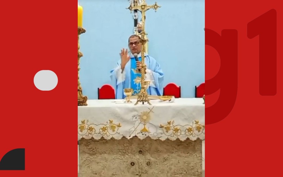 Tiroteio interrompe missa transmitida ao vivo em igreja na Bahia — Foto: Reprodução/Redes Sociais