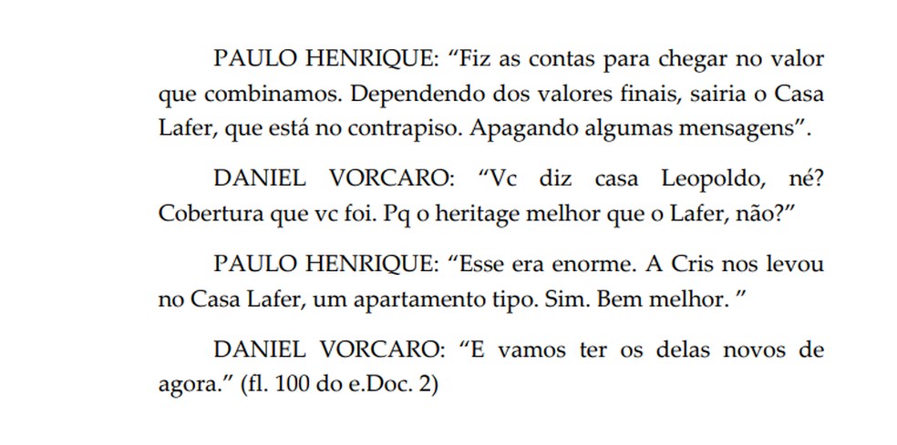 Troca de mensagens entre Paulo Henrique e Vorcaro — Foto: Reprodução