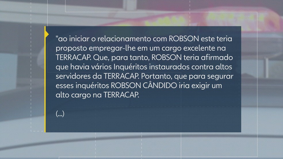 Imagem mostra trecho de depoimento de testemunha — Foto: TV Globo/Reprodução