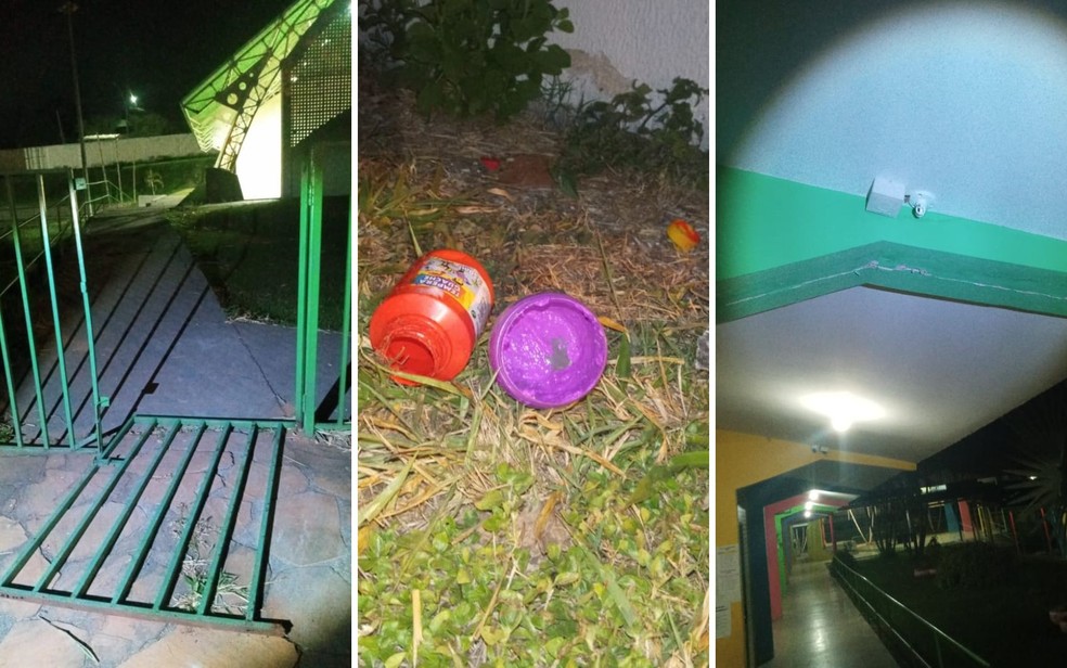 Adolescente invadiram, vandalizaram e furtaram câmeras de escola, em Senador Canedo — Foto: Divulgação/Guarda Civil Municipal
