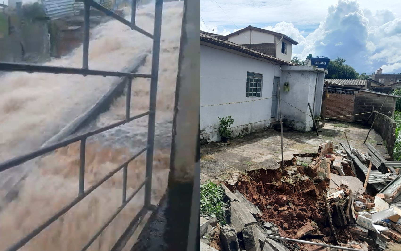 Chuva deixa ruas alagadas, ponte interditada e moradora desajolada em Ouro Fino e Lavras, MG