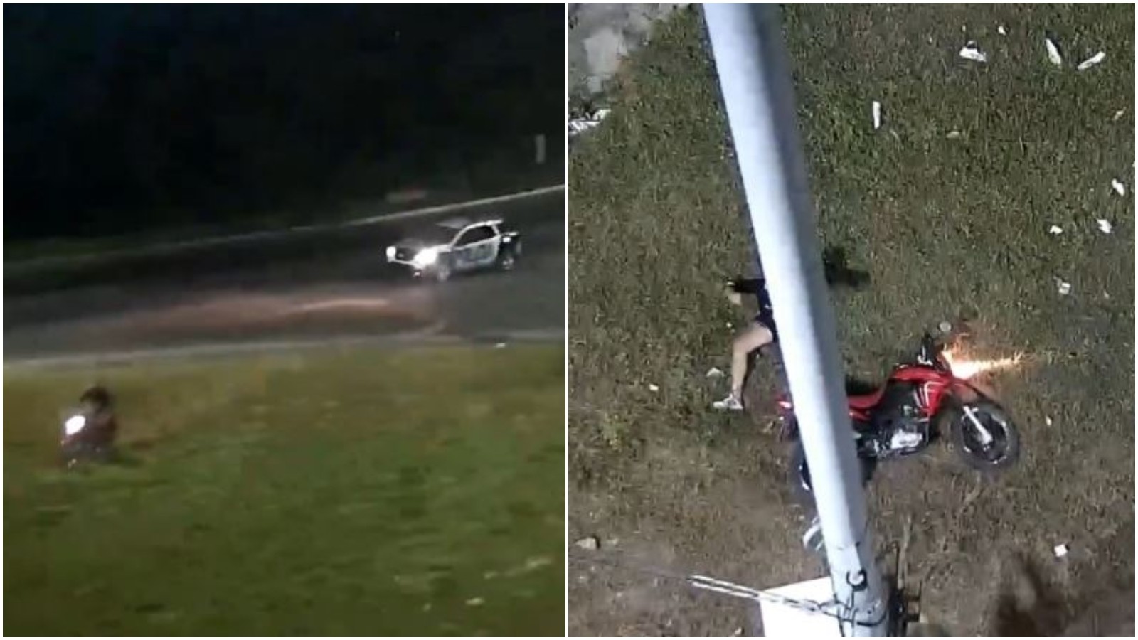VÍDEO: Homem tenta fugir da polícia, mas perde o controle do veículo, cai e é preso na Grande Fortaleza