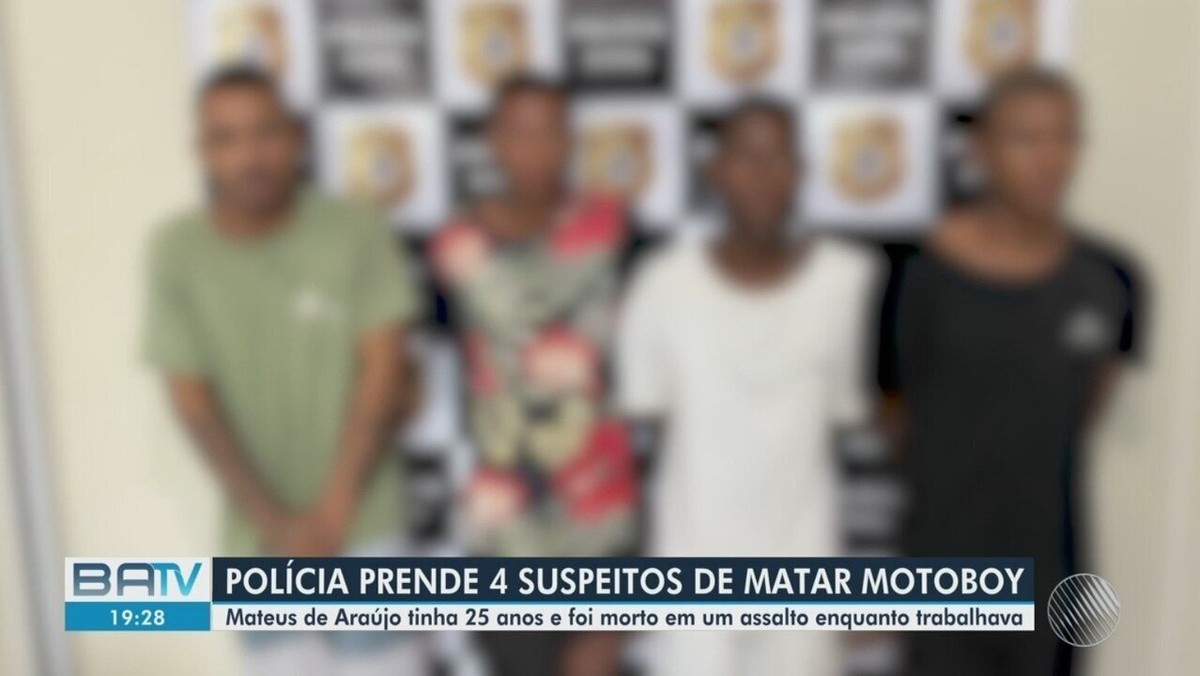 Motoboy é morto a tiros durante assalto na Bahia; três homens e um adolescente são presos