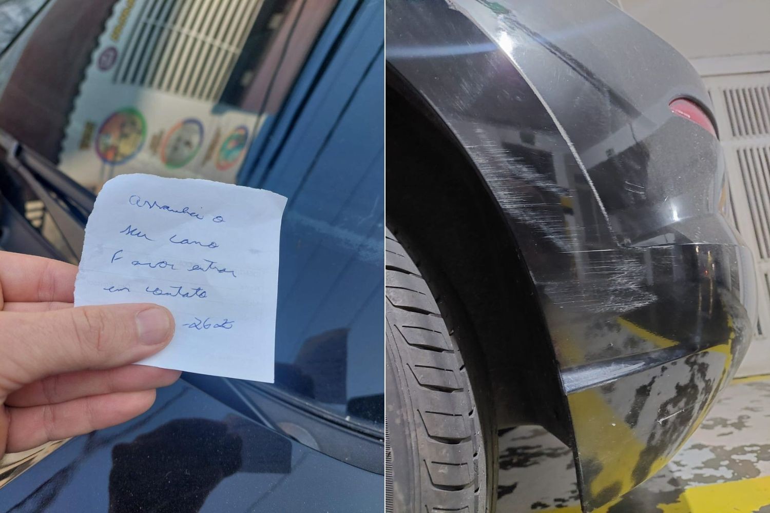 Motorista deixa bilhete com contato após arranhar carro e é retribuído seis anos depois: 'Corrente do bem'