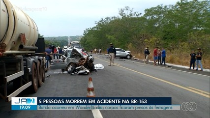 Cinco pessoas morrem em batida na BR-153, em Wanderlândia