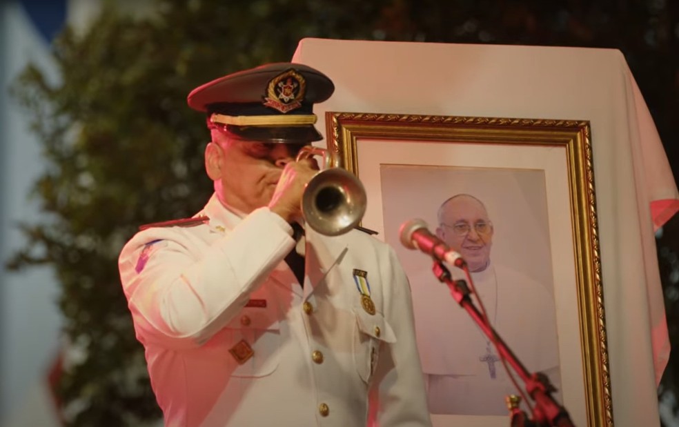 Homenagem ao papa Francisco na Igreja de São Jorge do Centro do Rio — Foto: Reprodução/ Igreja de São Jorge do Centro do Rio
