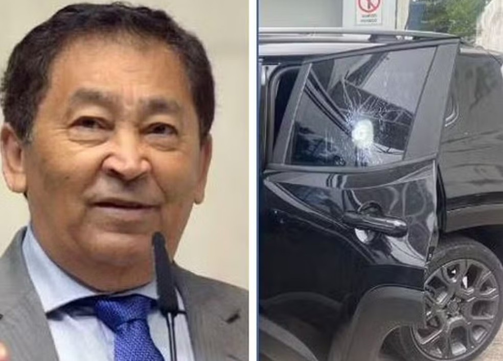 Prefeito Aprigio foi baleado no ombro após tiro perfurar vidro blindado de carro. — Foto: Reprodução/ José Antonio Teixeira/Alesp / Arquivo pessoal