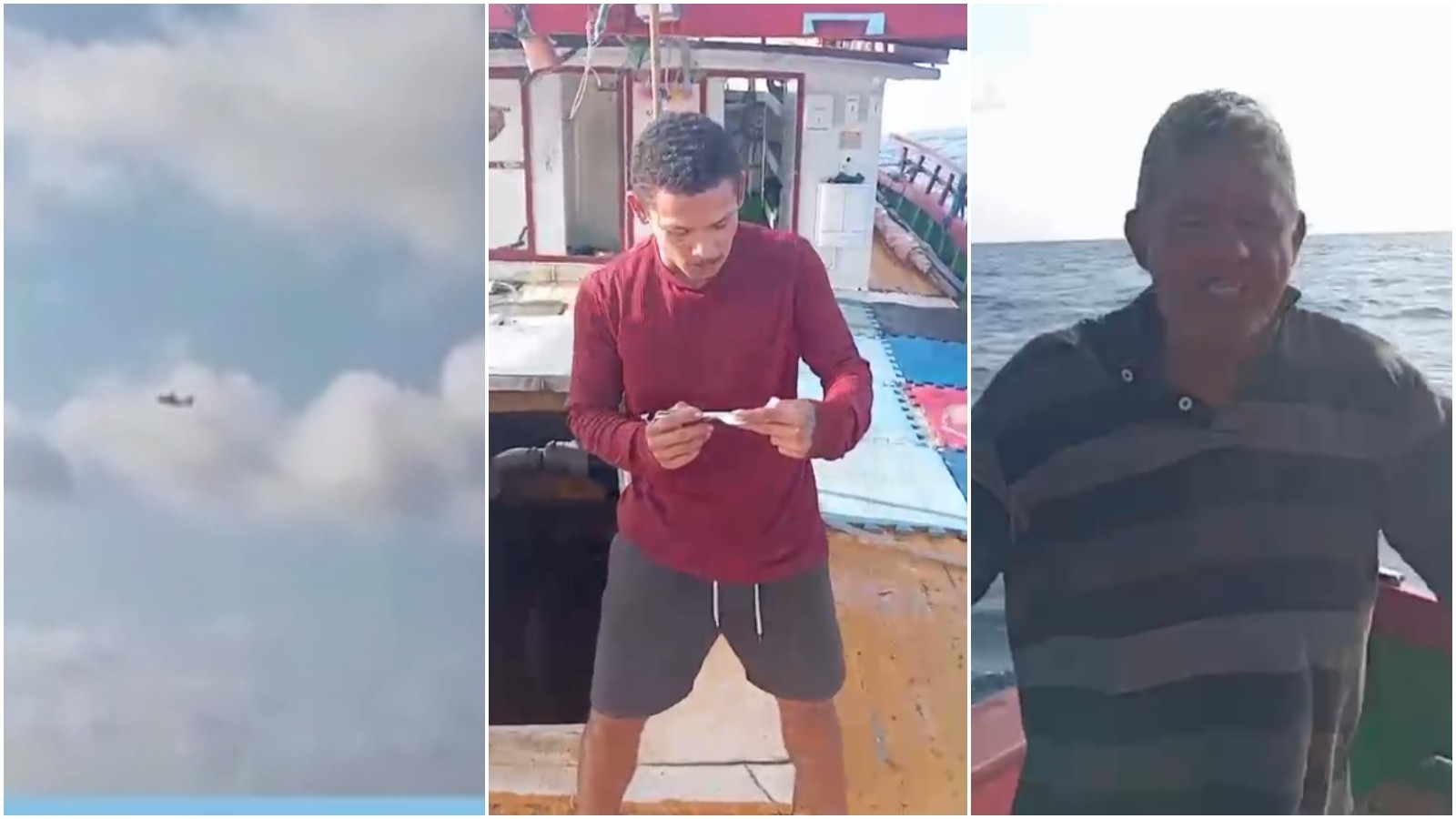 Vídeo: pescadores que saíram do Ceará cantam louvores ao serem resgatados em alto-mar