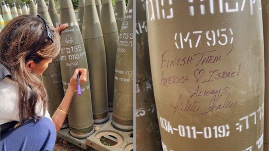 'Acabe com eles', escreve Nikki Haley em projétil de Israel - Foto: (Reprodução/@NikkiHaleyHQ)