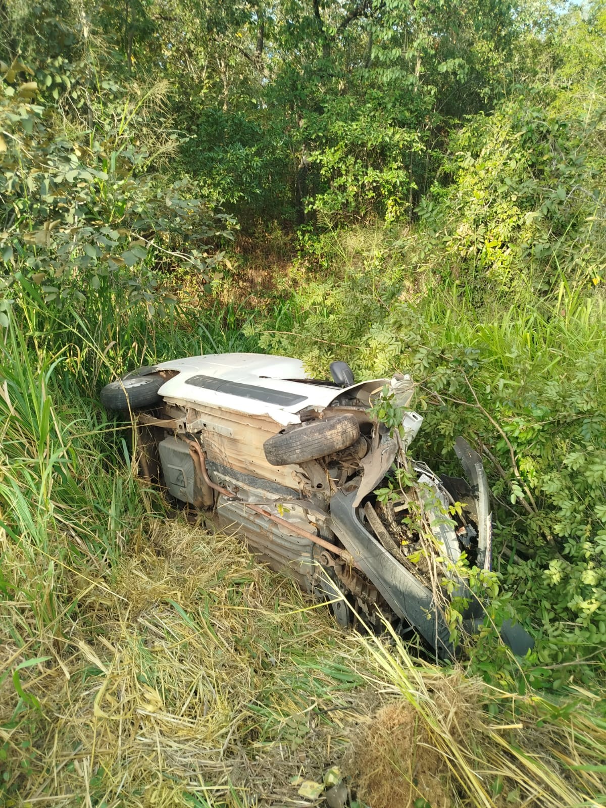 Motorista que transportava vacinas de SP para o Norte de Minas fica ferido após tombamento de Fiorino na BR-135