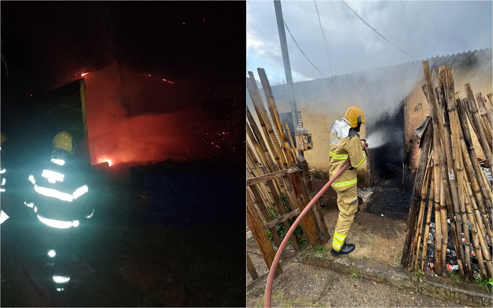 Imóveis pegam fogo em São Lourenço, MG — Foto: Corpo de Bombeiros