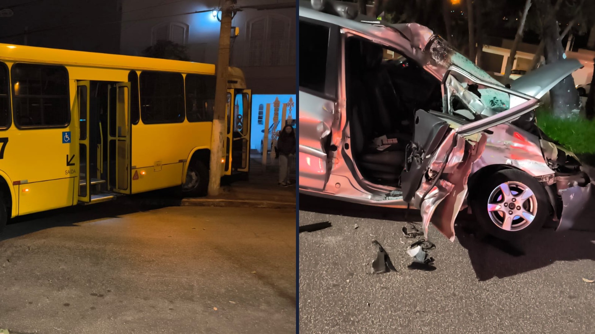 Acidente entre carro e ônibus deixa duas pessoas feridas em Jundiaí 