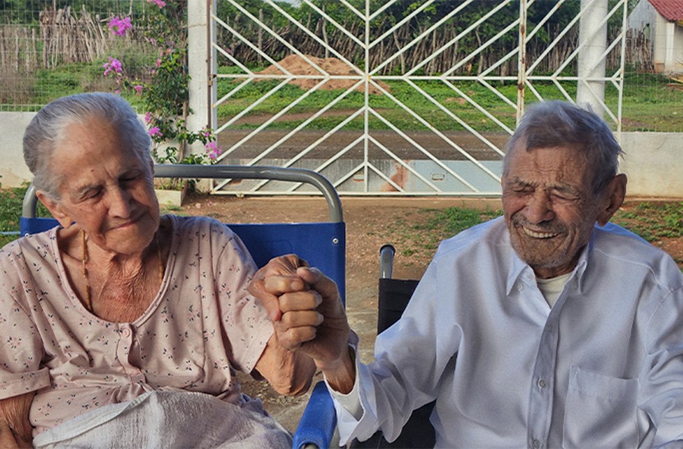 Casamento dos cearenses Maria e Manoel foi reconhecido como o mais longevo do mundo atualmente — Foto: LongeviQuest